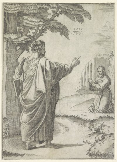 Saint Paul et un moine franciscain - Agostino Veneziano