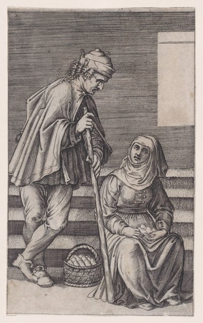 Paysanne et une femme avec des œufs, vers 1514-36 - Agostino Veneziano