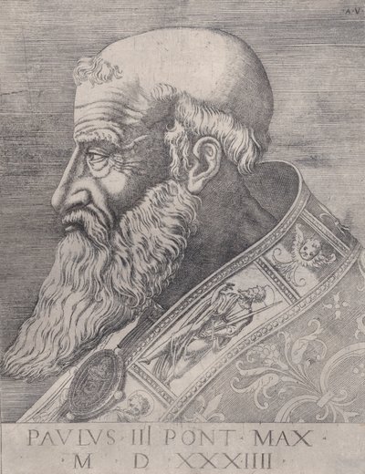 Pape Paul III, tête nue, daté de 1534 - Agostino Veneziano