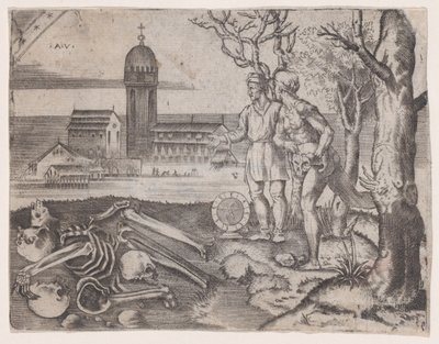 Deux hommes au cimetière, vers 1514-36 - Agostino Veneziano