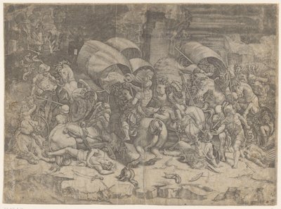 Bataille entre Romains et Carthaginois, vers 218-201 av. J.-C. - Agostino Veneziano