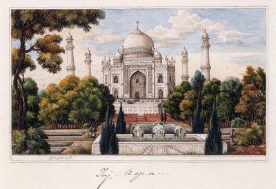 Le Taj Mahal depuis le jardin, c.1840 - Agra School