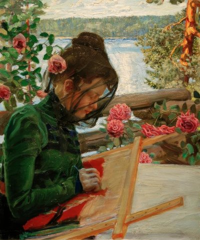 Marie, brodant à Kalela - Akseli Valdemar Gallen Kallela