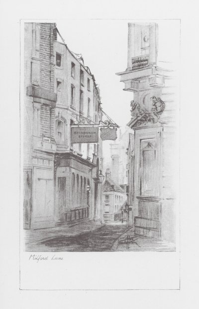 Ruelles de Londres : Milford Lane (litho) - Alan Stapleton