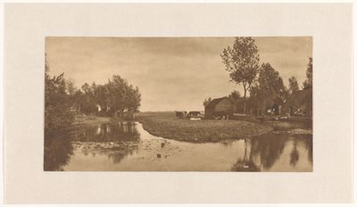 Paysage avec ferme et bétail près de l