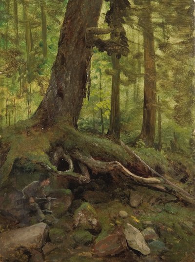 Chasseur dans les montagnes blanches près de Glen House (détail) - Albert Bierstadt