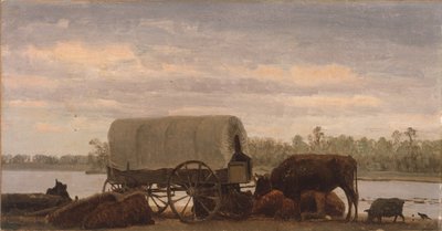 Nooning on the Platte, vers 1859 (huile sur papier marouflé sur toile) - Albert Bierstadt