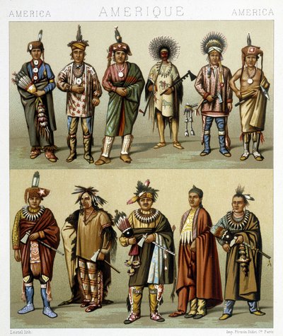 Costume des Pins rouges. Illustration dans « Le costume historique » de Racinet - Albert Charles August Racinet