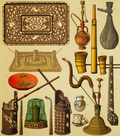 Pipe et objets utilisés par les fumeurs - Albert Charles August Racinet