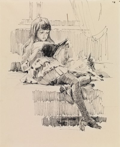Berta Edelfelt, Étude pour le tableau « Chers amis (Berta et Capi) » - Albert Edelfelt