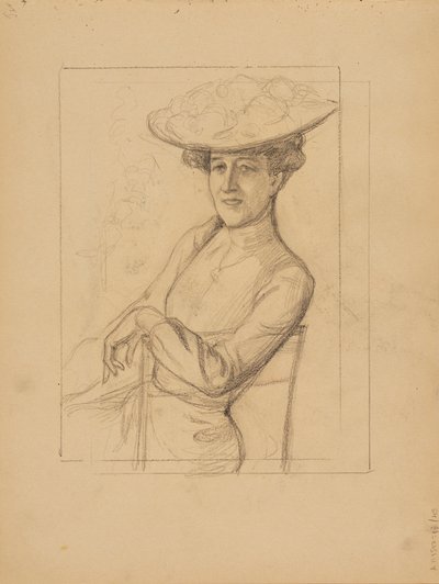 Femme assise avec un chapeau - Albert Edelfelt
