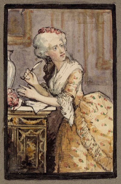 Femme écrivant, étude pour la « Dame rococo » - Albert Edelfelt