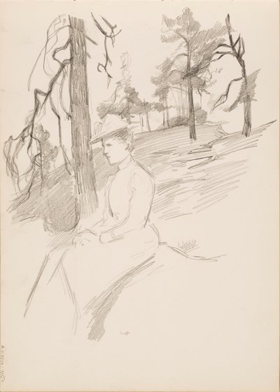 Esquisse de paysage, femme au premier plan - Albert Edelfelt