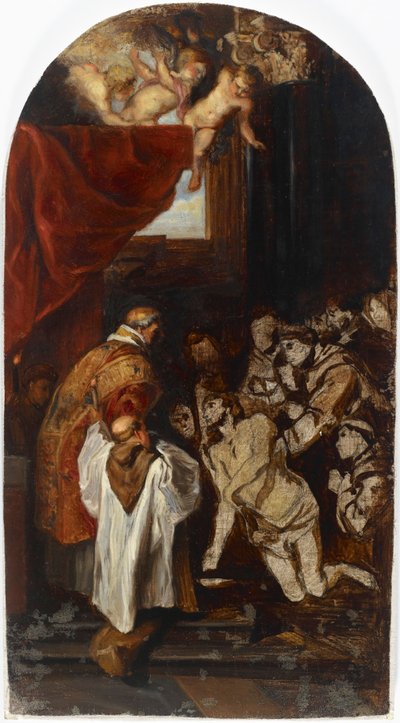 Die letzte heilige Kommunion des Heiligen Franziskus von Assisi, Kopie nach Rubens - Albert Edelfelt