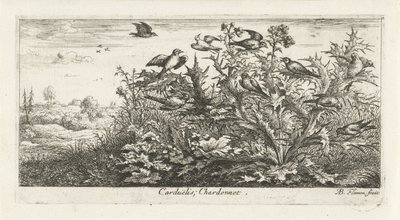 Paysage avec chardonnerets dans un chardon - Albert Flamen