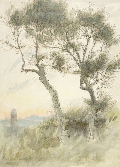 Étude de deux arbres - Albert Goodwin