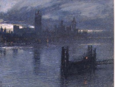 Westminster depuis le pont de Lambeth - Albert Goodwin