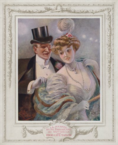 Belle Époque Paris, Dame à la mode avec son admirateur - Albert Guillaume