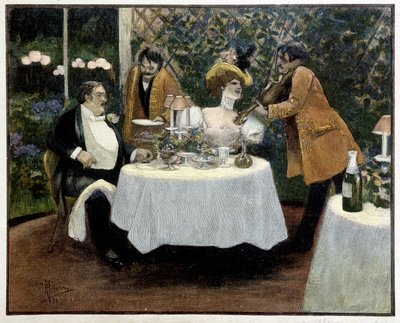Restaurant, dessin par Guillaume - Albert Guillaume