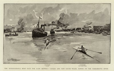 La course de bateaux internationale pour 1 000 £ entre le Canada et la Nouvelle-Galles du Sud, sur la rivière Parramatta - Albert Henry Fullwood