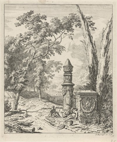 Paysage avec figures reposant près d