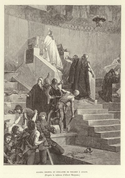 Sciarra Colonna et Guillaume de Nogaret à Anagni. Sciarra Colonna et Guillaume de Nogaret confrontant le pape Boniface VIII à Anagni, Italie - Albert Pierre Rene Maignan