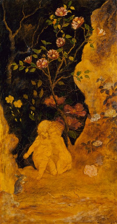 Panneau pour un écran : Enfants effrayés par un lapin, vers 1876 - Albert Pinkham Ryder