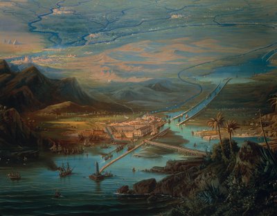 Vue du canal de Suez, par Albert Rieger, huile sur toile - Albert Rieger