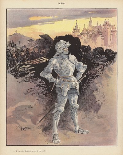 La Veille ; soldat en armure surveillant le siège d