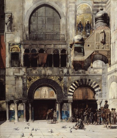 Cavalerie circassienne attendant leur officier commandant à la porte d