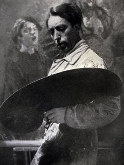 Portrait du peintre Tullio Silvestri travaillant dans son atelier - Alberto Segre