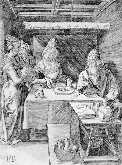 Salomé présentant la tête du Baptiste à Hérodiade, gravée par Jacob Binck (gravure) - Albrecht (after) Durer or Duerer