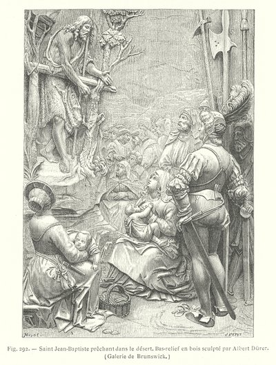 Saint Jean-Baptiste prêchant dans le désert (gravure) - Albrecht (after) Durer or Duerer