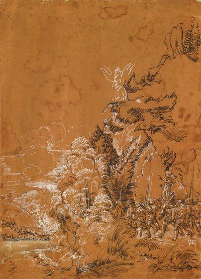 Paysage forestier avec anges et mercenaires - Albrecht Altdorfer