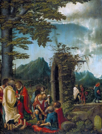 Allemand : Der Abschied der Apostel in waldiger Landschaft Communion des Apôtres / Apôtres dans un paysage boisé - Albrecht Altdorfer