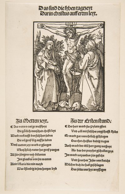 Christ en croix entre la Vierge et Saint Jean première feuille de deux, 1510 - Albrecht Dürer