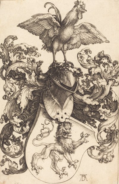 Blason avec un lion et un coq, 1502-1503 - Albrecht Dürer