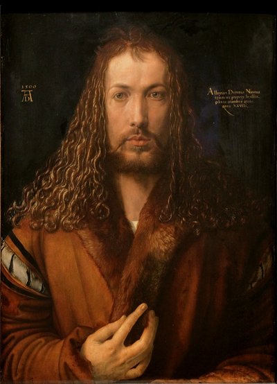 French : Autoportrait en jupe de fourrure Self-Portrait with Fur-Trimmed Robe - Albrecht Dürer