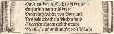 Texte imprimé pour Les Fiançailles de Maximilien avec Marie de Bourgogne, 1515 - Albrecht Dürer