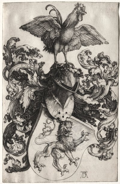 Le Blason avec un lion et un coq - Albrecht Dürer