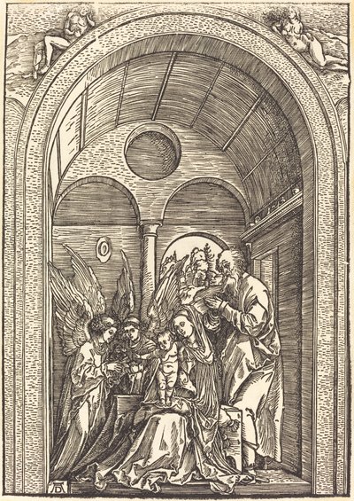 La Sainte Famille avec Deux Anges dans une Salle Voûtée - Albrecht Dürer