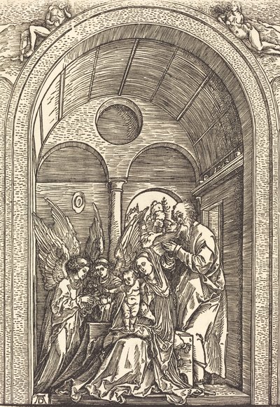 La Sainte Famille avec deux anges dans une salle voûtée, vers 1504 - Albrecht Dürer