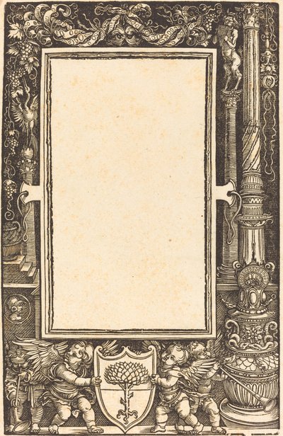 Bordure de titre avec putti tenant les armes de Pirckheimer, probablement 1513 - Albrecht Dürer