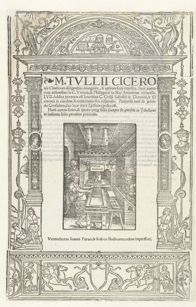 Page de titre des Orationes de Cicéron avec la marque de l