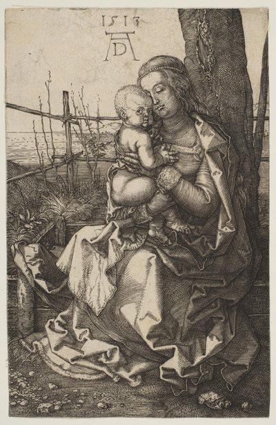 Vierge et Enfant assis près d