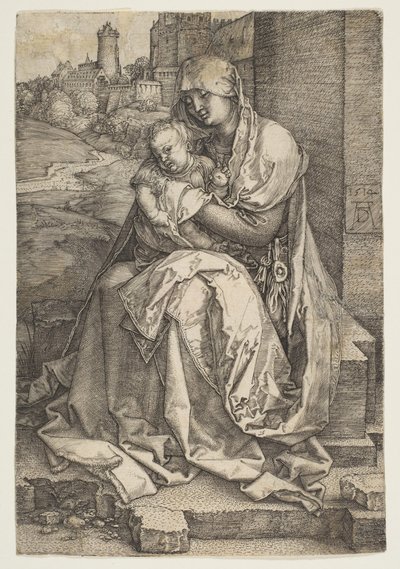 Vierge et Enfant assis près du mur - Albrecht Dürer