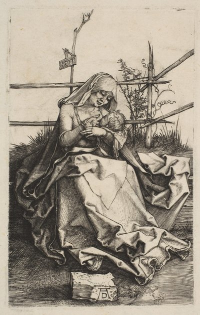 Vierge et Enfant sur un banc herbeux, 1503 - Albrecht Dürer