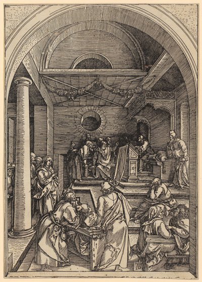 Jésus à douze ans au Temple, planche 16 de la série « La vie de Marie » - Albrecht Dürer