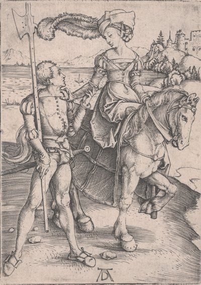 Une dame à cheval et un lansquenet - Albrecht Dürer