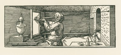 Un homme dessinant une boîte de conserve - Albrecht Dürer or Duerer